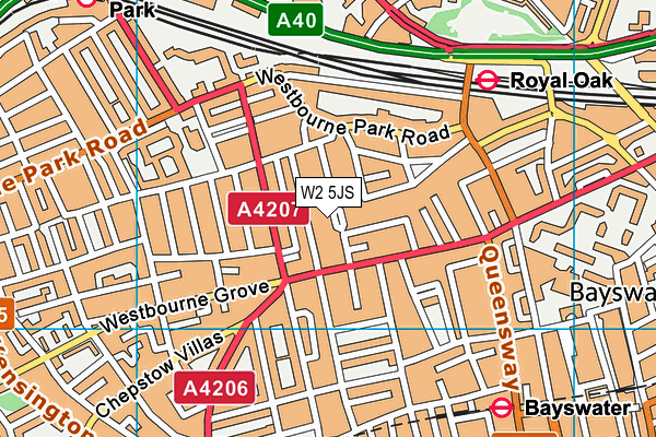 W2 5JS map - OS VectorMap District (Ordnance Survey)