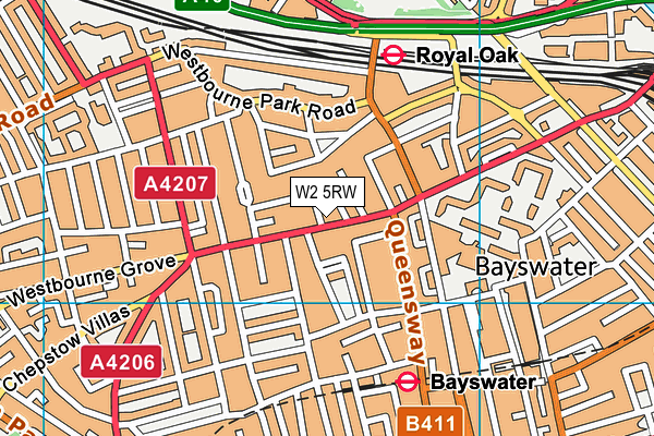 W2 5RW map - OS VectorMap District (Ordnance Survey)