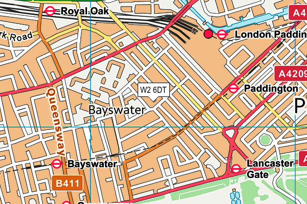 W2 6DT map - OS VectorMap District (Ordnance Survey)