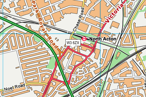 W3 6ZX map - OS VectorMap District (Ordnance Survey)
