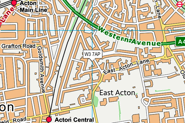 W3 7AP map - OS VectorMap District (Ordnance Survey)