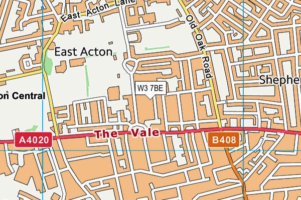 W3 7BE map - OS VectorMap District (Ordnance Survey)