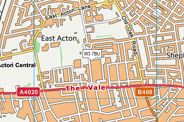 W3 7BU map - OS VectorMap District (Ordnance Survey)