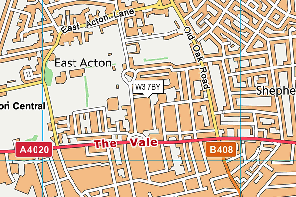 W3 7BY map - OS VectorMap District (Ordnance Survey)