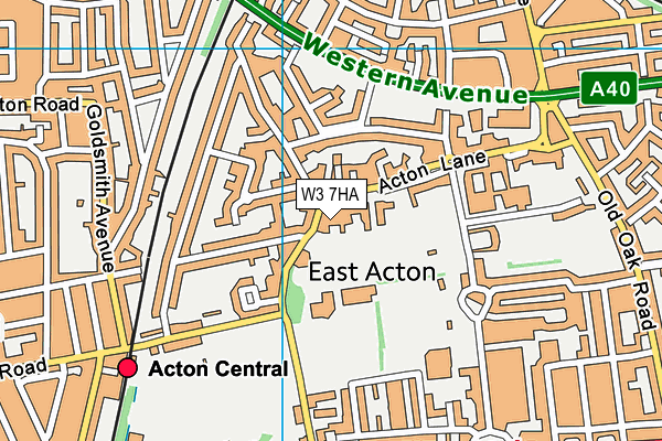 East Acton Primary School map (W3 7HA) - OS VectorMap District (Ordnance Survey)