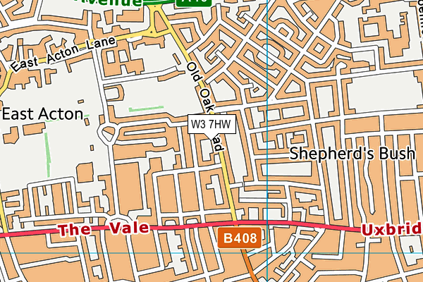 W3 7HW map - OS VectorMap District (Ordnance Survey)