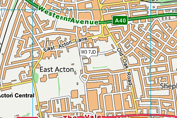 W3 7JD map - OS VectorMap District (Ordnance Survey)