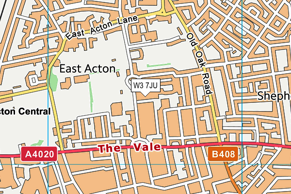 W3 7JU map - OS VectorMap District (Ordnance Survey)