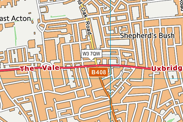 W3 7QW map - OS VectorMap District (Ordnance Survey)