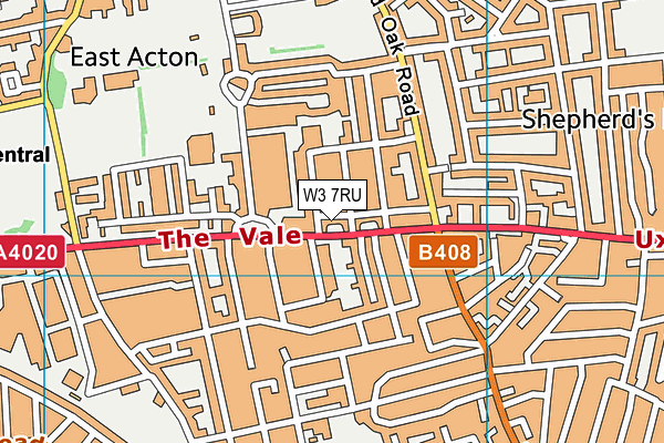 W3 7RU map - OS VectorMap District (Ordnance Survey)