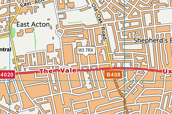 W3 7RX map - OS VectorMap District (Ordnance Survey)