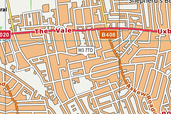 W3 7TD map - OS VectorMap District (Ordnance Survey)