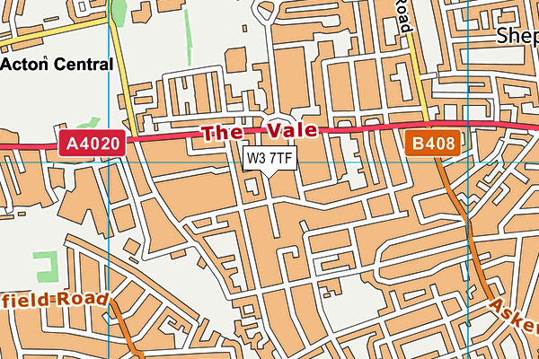W3 7TF map - OS VectorMap District (Ordnance Survey)