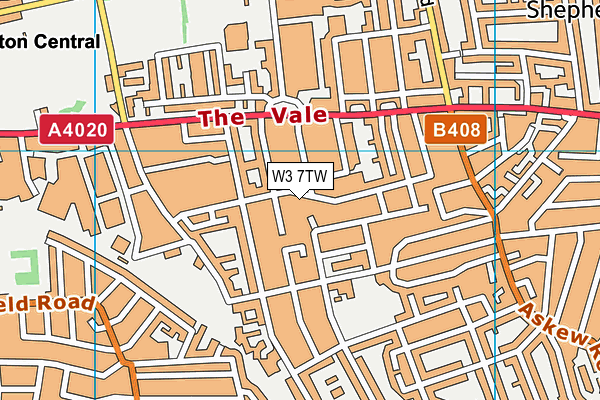 W3 7TW map - OS VectorMap District (Ordnance Survey)