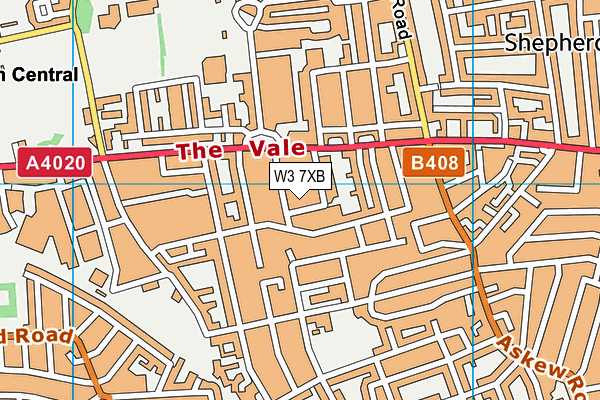 W3 7XB map - OS VectorMap District (Ordnance Survey)