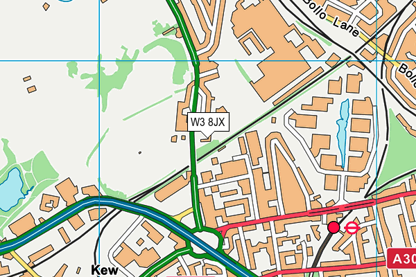 W3 8JX map - OS VectorMap District (Ordnance Survey)
