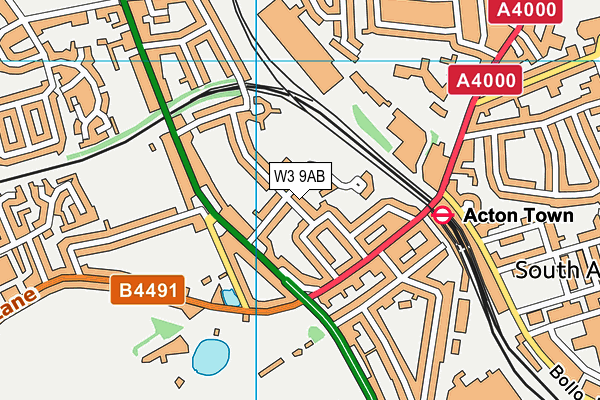 W3 9AB map - OS VectorMap District (Ordnance Survey)