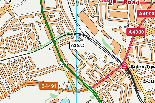 W3 9AD map - OS VectorMap District (Ordnance Survey)