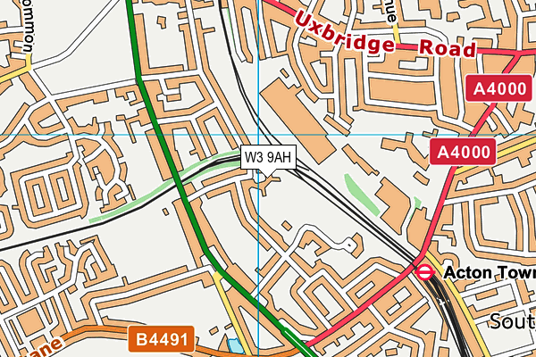 W3 9AH map - OS VectorMap District (Ordnance Survey)