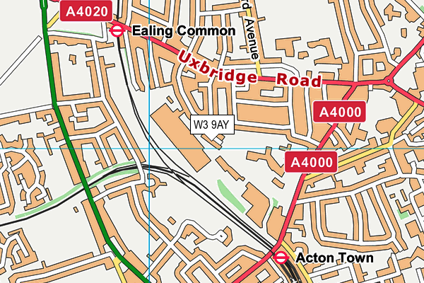 W3 9AY map - OS VectorMap District (Ordnance Survey)