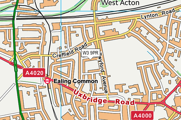 W3 9PR map - OS VectorMap District (Ordnance Survey)