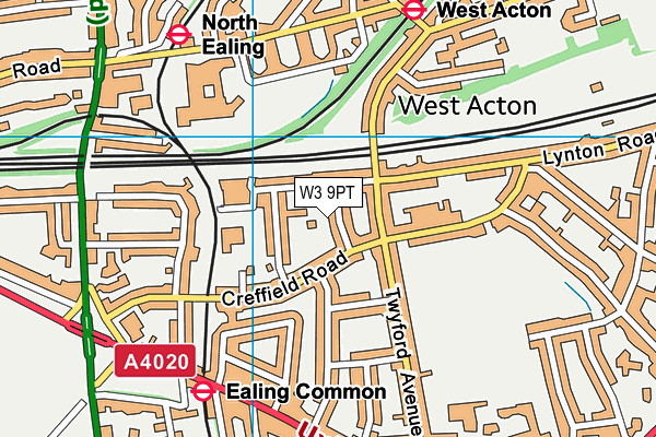 W3 9PT map - OS VectorMap District (Ordnance Survey)