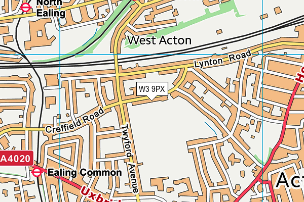 W3 9PX map - OS VectorMap District (Ordnance Survey)