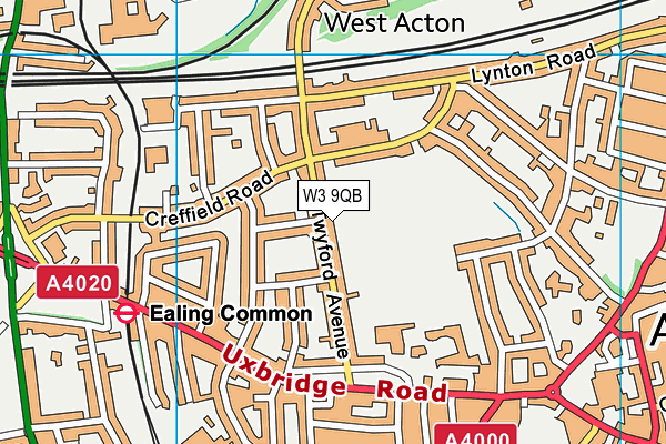 W3 9QB map - OS VectorMap District (Ordnance Survey)