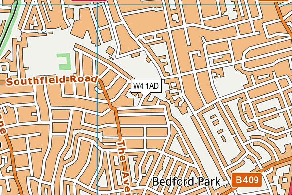 W4 1AD map - OS VectorMap District (Ordnance Survey)