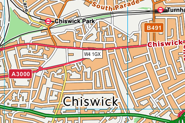 W4 1GX map - OS VectorMap District (Ordnance Survey)