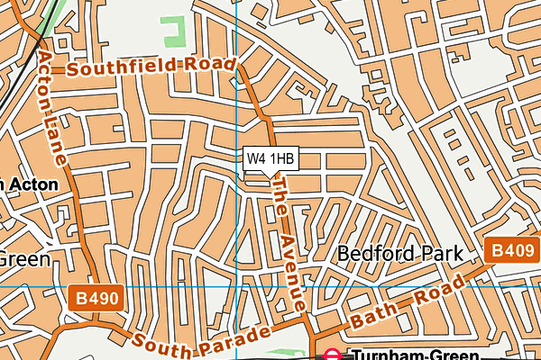 W4 1HB map - OS VectorMap District (Ordnance Survey)