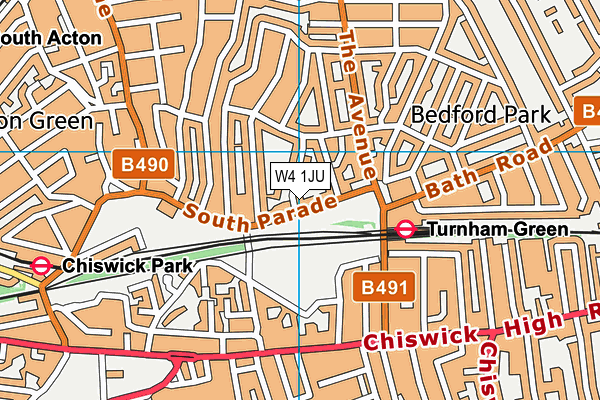 W4 1JU map - OS VectorMap District (Ordnance Survey)