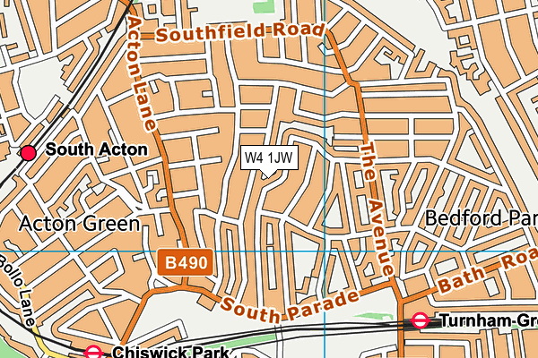 W4 1JW map - OS VectorMap District (Ordnance Survey)