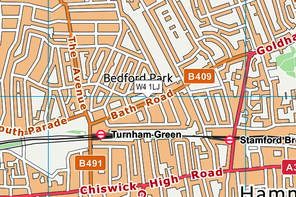 W4 1LJ map - OS VectorMap District (Ordnance Survey)