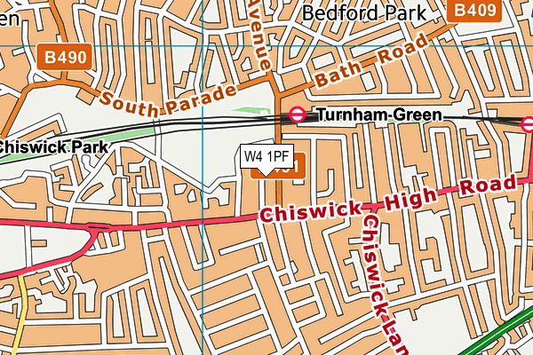 W4 1PF map - OS VectorMap District (Ordnance Survey)