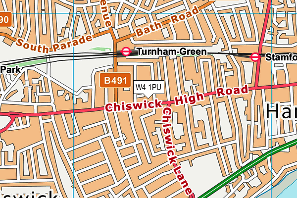 W4 1PU map - OS VectorMap District (Ordnance Survey)