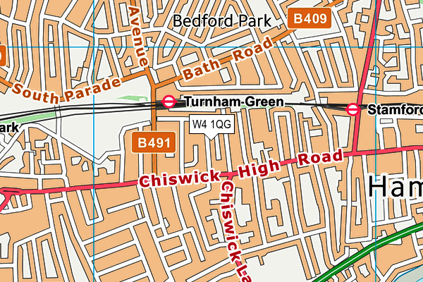 W4 1QG map - OS VectorMap District (Ordnance Survey)