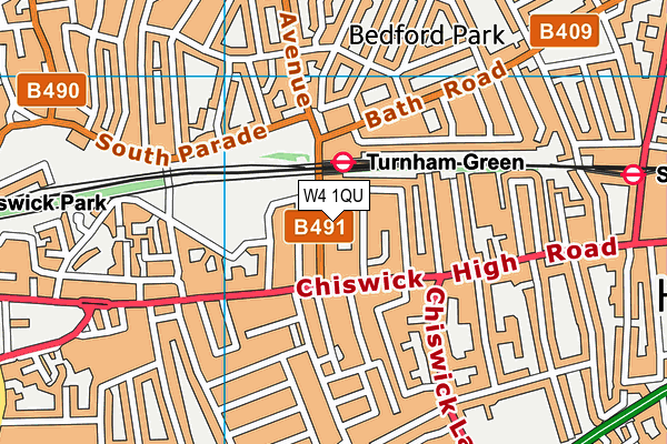 W4 1QU map - OS VectorMap District (Ordnance Survey)