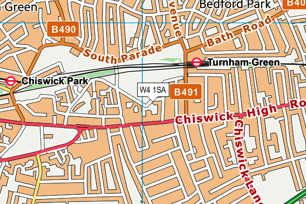 Chiswick Back Common map (W4 1SA) - OS VectorMap District (Ordnance Survey)