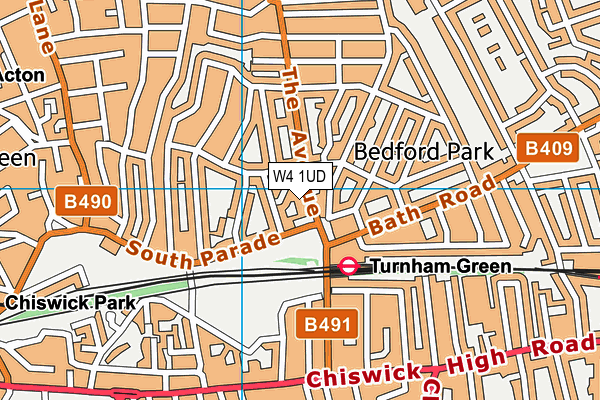 W4 1UD map - OS VectorMap District (Ordnance Survey)