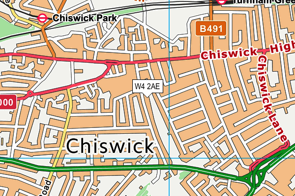 W4 2AE map - OS VectorMap District (Ordnance Survey)