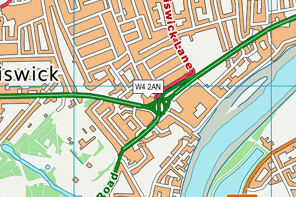 W4 2AN map - OS VectorMap District (Ordnance Survey)