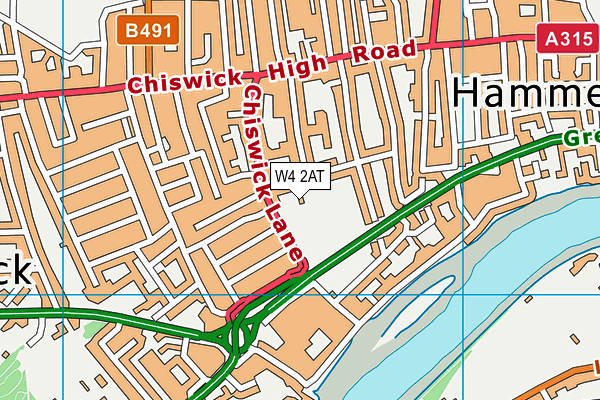 W4 2AT map - OS VectorMap District (Ordnance Survey)