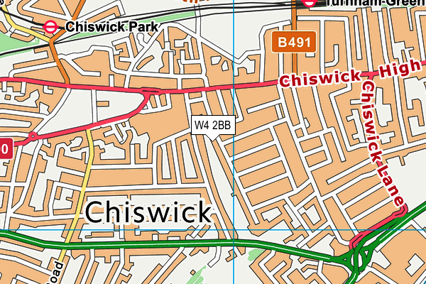 W4 2BB map - OS VectorMap District (Ordnance Survey)