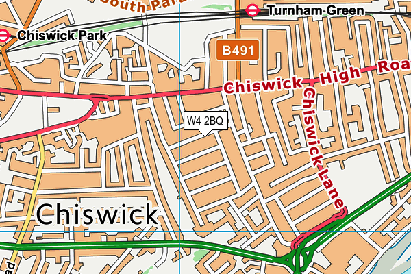 W4 2BQ map - OS VectorMap District (Ordnance Survey)