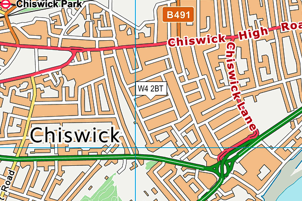 W4 2BT map - OS VectorMap District (Ordnance Survey)