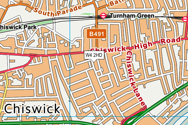 W4 2HD map - OS VectorMap District (Ordnance Survey)