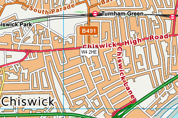 W4 2HE map - OS VectorMap District (Ordnance Survey)