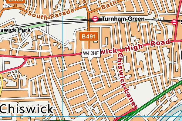 W4 2HF map - OS VectorMap District (Ordnance Survey)