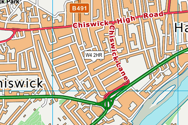 W4 2HR map - OS VectorMap District (Ordnance Survey)